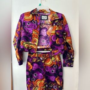Groovy Vintage Skirt Jacket set. 1970s Via Via.